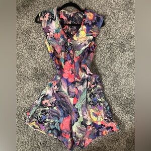Vintage La Belle Vibrant Floral Romper